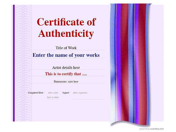modern authenticity certificate in red with completion medal Image