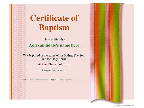 modern baptism certificate in red blank Image