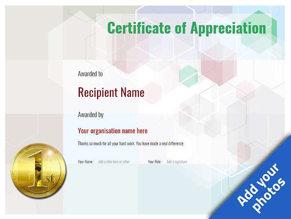 Appreciation template in soft geometric pattern. Download this certificate in PDF format 