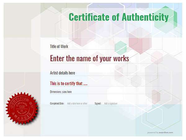modern authenticity certificate with certified seal Image