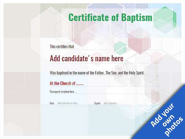 modern certificate of baptism with no decoration Image
