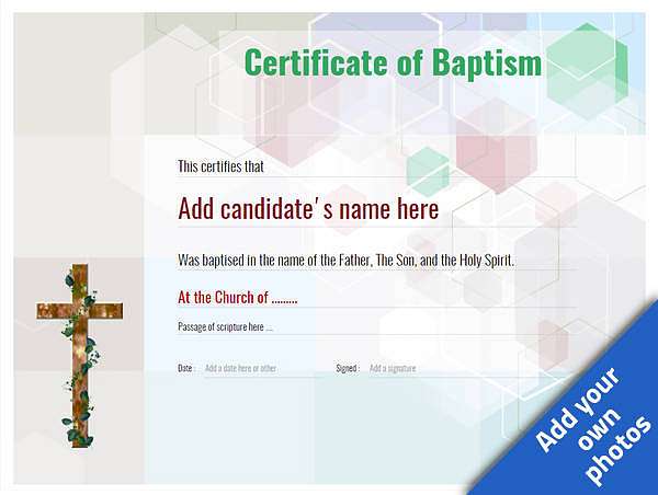 modern baptism certificate with wooden-cross Image