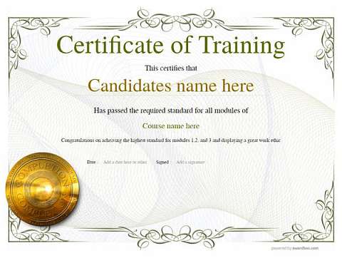 Certificate of Training - Free and Simple to Use