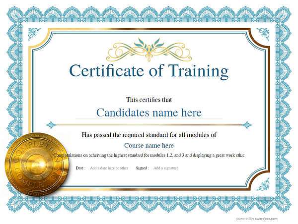 classic design training certificate with medal in blue Image
