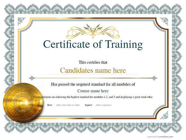 training certificate in classic style with medal Image