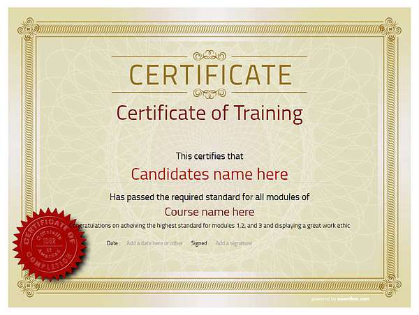 classic designed training certificate template with seal Image