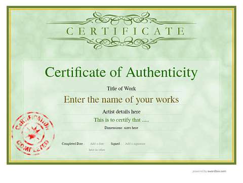 Certificate of Authenticity - Free and Simple to Use templates