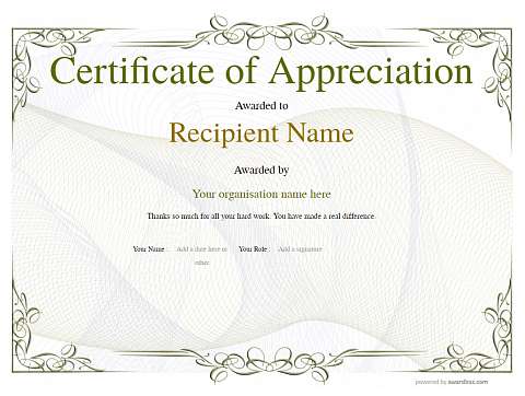 Free Certificate of Appreciation template - Simple to Use and download ...