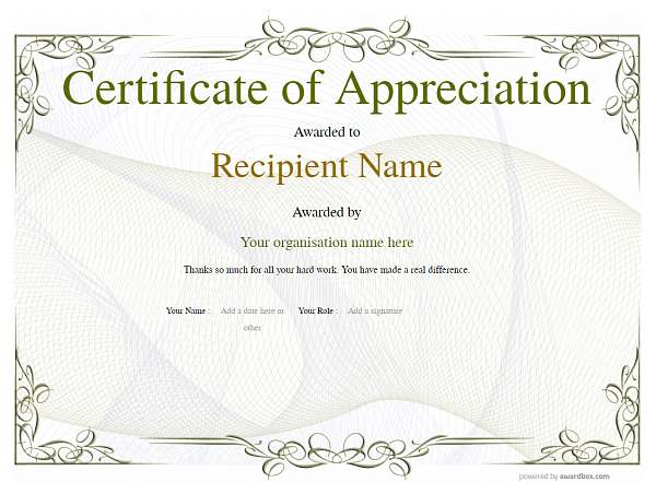 Free Certificate of Appreciation template - Simple to Use and download as PDF