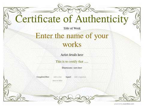 Certificate of Authenticity - Free and Simple to Use templates