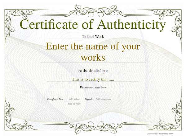 classic style authenticity certificate blank Image