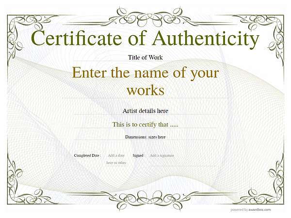 Certificate of Authenticity - Free and Simple to Use templates