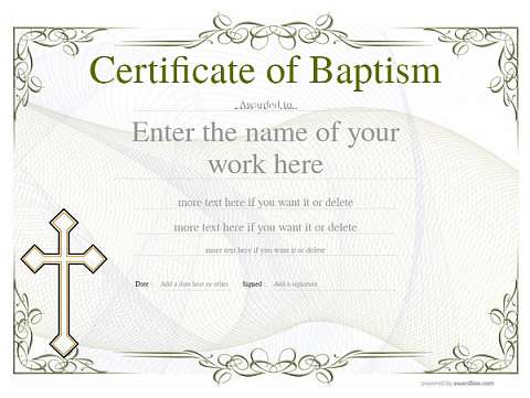 Baptism Certificates - Free and Simple to Use