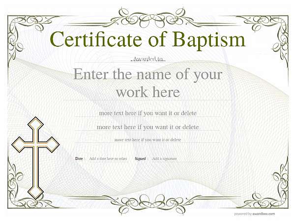classic style certificate of baptism line cross Image