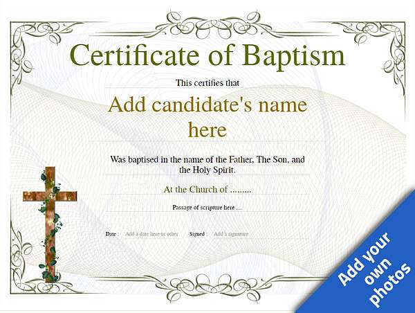 baptism certificate template in classic style with wooden-cross Image