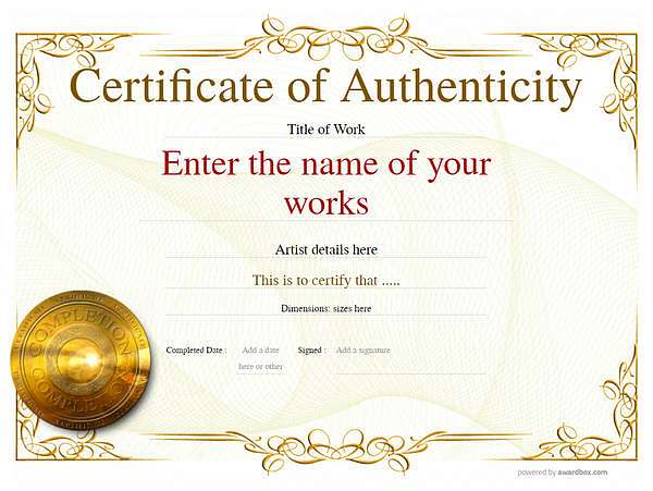 classic style authenticity certificate with medallion Image