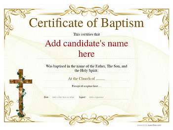 Baptism Certificates - Free and Simple to Use