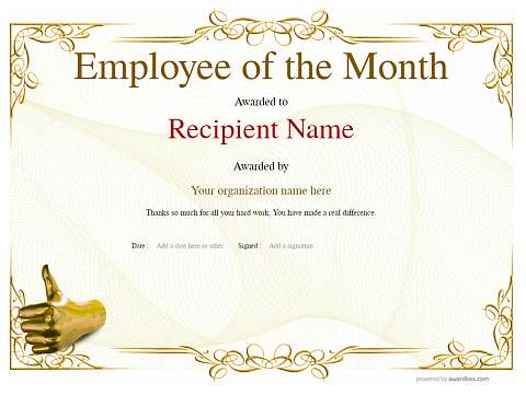 Free employee of the month certificate templates