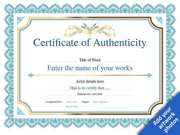 classic design authenticity certificate in blue Image