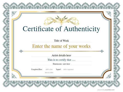 Certificate of Authenticity - Free and Simple to Use templates