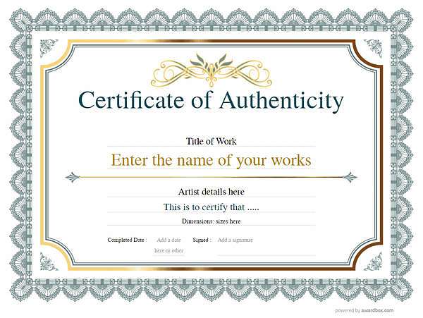 authenticity certificate in classic style with no decoration Image