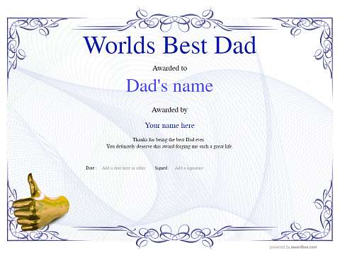 Worlds Best Dad Certificates - Use Free Templates By Awardbox