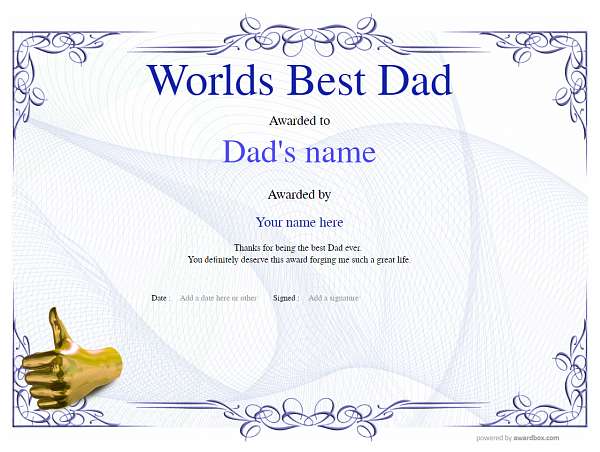 worlds best dad certificate thumbsup Image