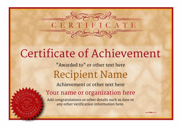 Free Certificate Of Achievement Template from assets.awardbox.com