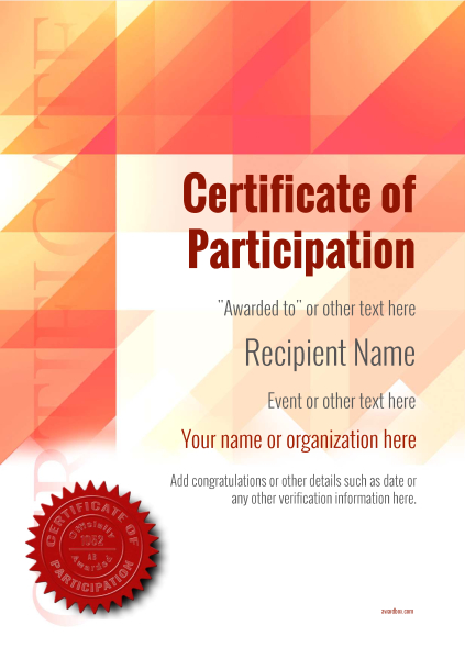 Participation Certificate Templates - Free, Printable, Add badges &amp; medals.
