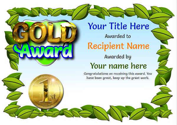 junior gold certificate template Image