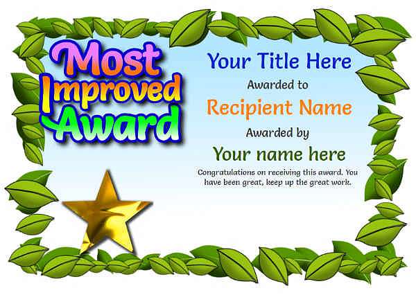 junior improvement award template Image