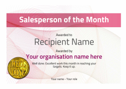 Salesperson of the Month Certificates - Free Templates, Unlimited Use
