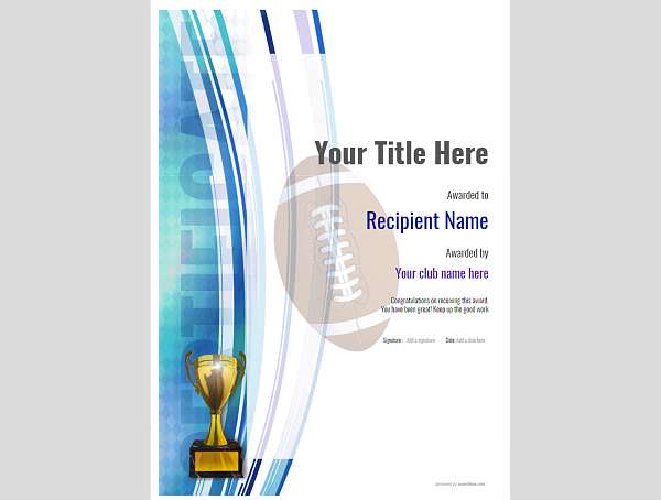 printable football certificates with trophy Image
