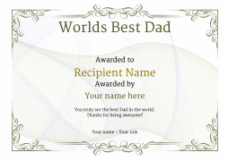 Worlds Best Dad Certificates - Use Free Templates By Awardbox