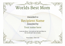 Worlds Best Mom Certificate - Use Free Templates by Awardbox