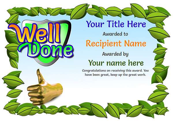 junior well done certificate template Image
